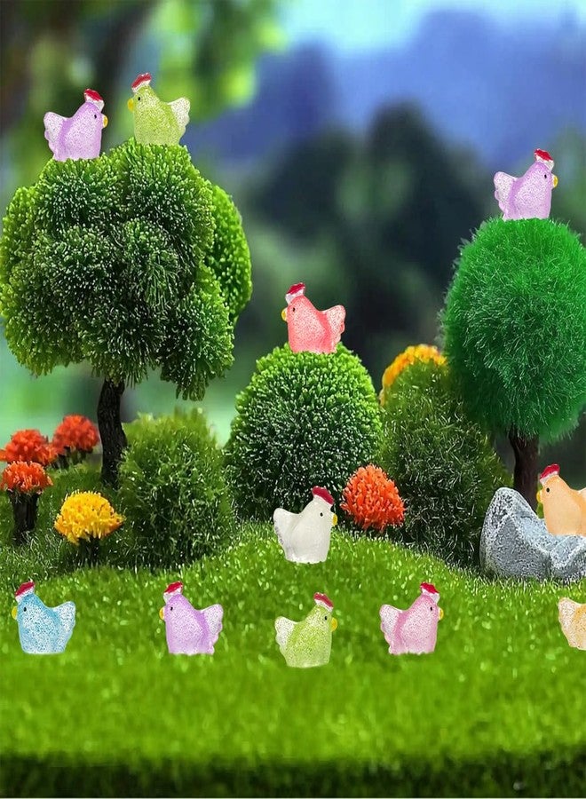 AWEELON 120 Pcs Glitter Mini Chicken Figurines Glow in The Dark Tiny Resin Hens Chicken Cute Chicken Miniature Ornament Charms for Fairy Garden Potted Room Home Decor（ 8 Colors） - Image 4